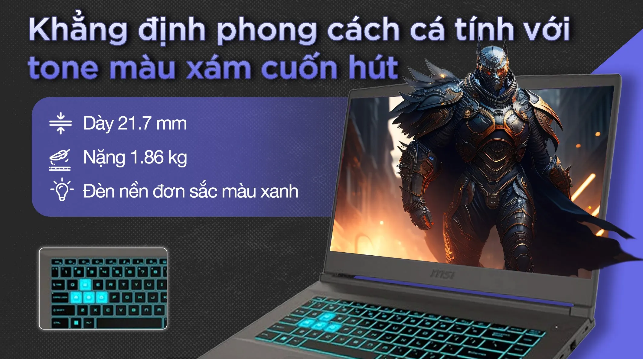 Mẫu laptop MSI Thin 15 với thiết kế mỏng nhẹ tinh tế phù hợp cho dân văn phòng di chuyển