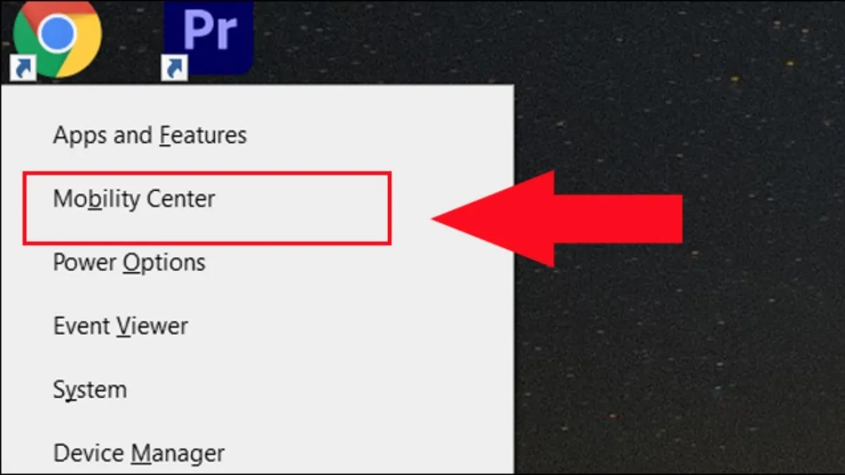 Truy cập menu hệ thống Windows để tìm kiếm công cụ quản lý thiết bị di động tích hợp
